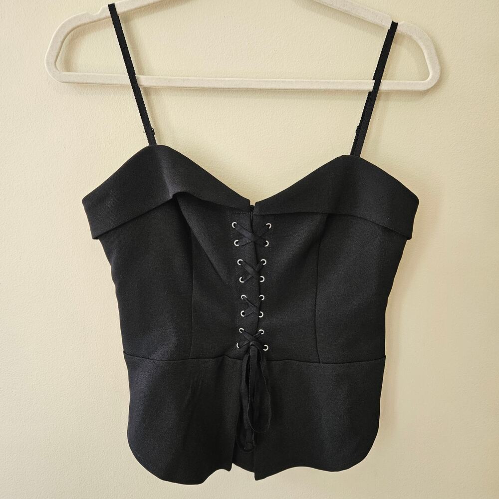 Express Women's Lace Up Corset Tank Top, Size 8 Black Steampunk Goth Office